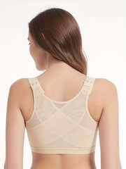 3 Pcs Wireless Push Up Sports Bra Front Closure Running Workout Tank