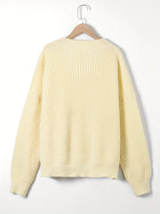 Women's Plus V-Neck Sweater Solid Long Sleeve Pullover Jumper