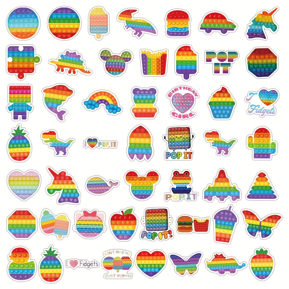 50PCS Pop Fidget Toy Sticker Party Supplies Vinyl Waterproof Sticker Stickers