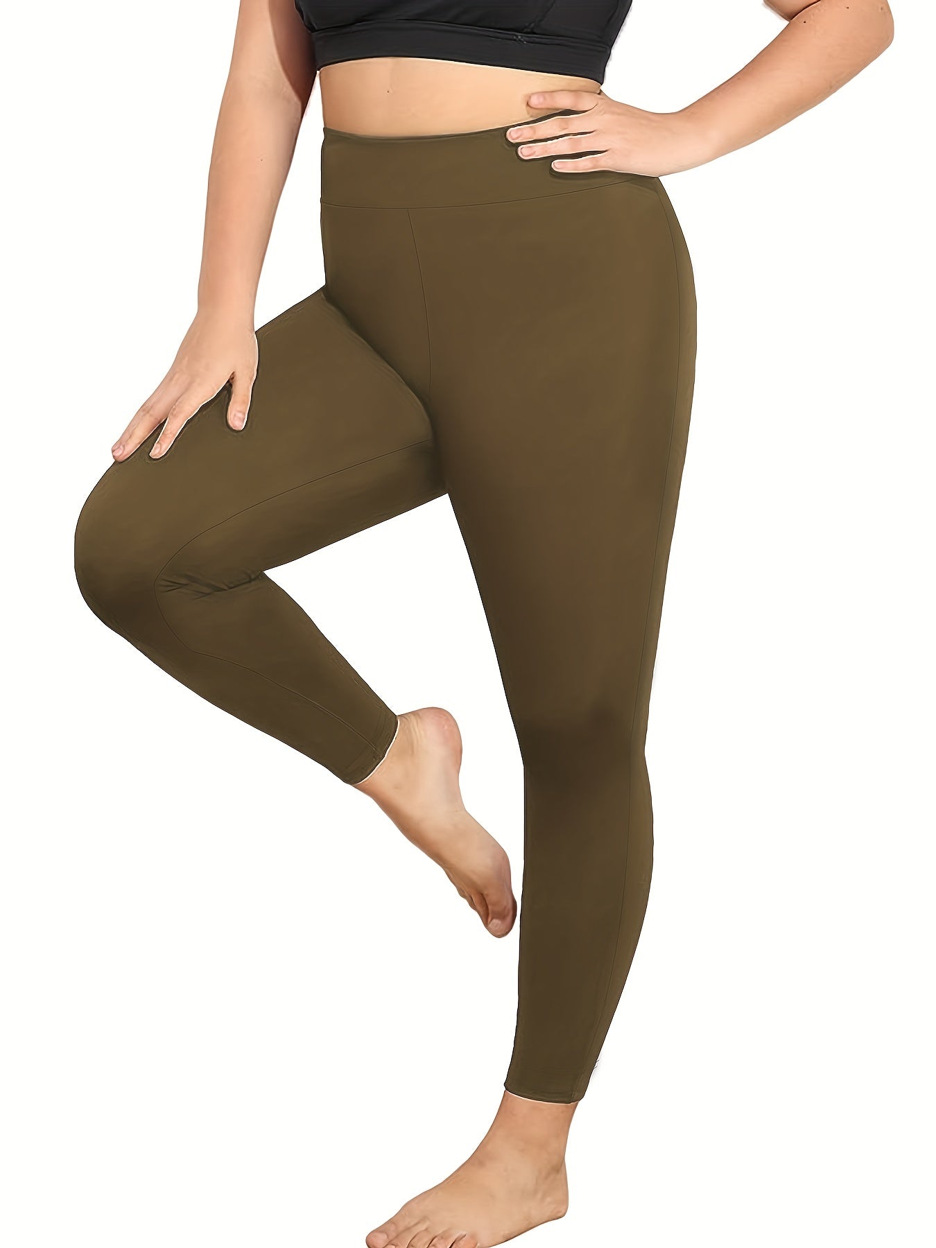 Solid High Waist Tummy Control Yoga Leggings