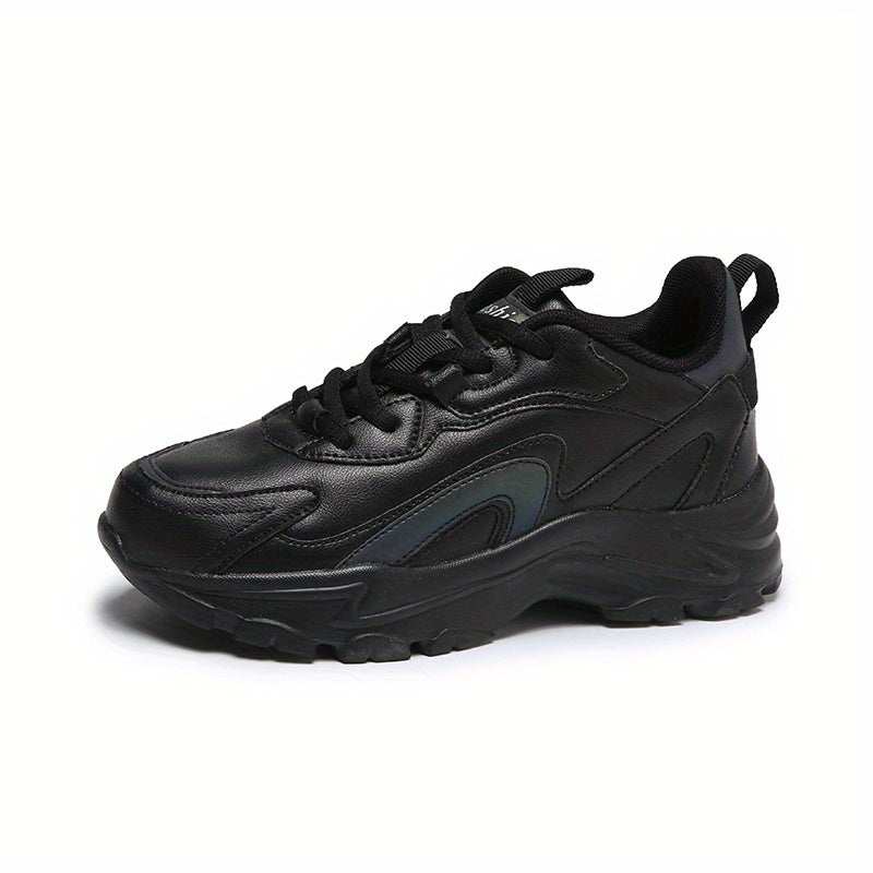 Women's Faux Leather Chunky Sneakers Comfortable Travel Shoes