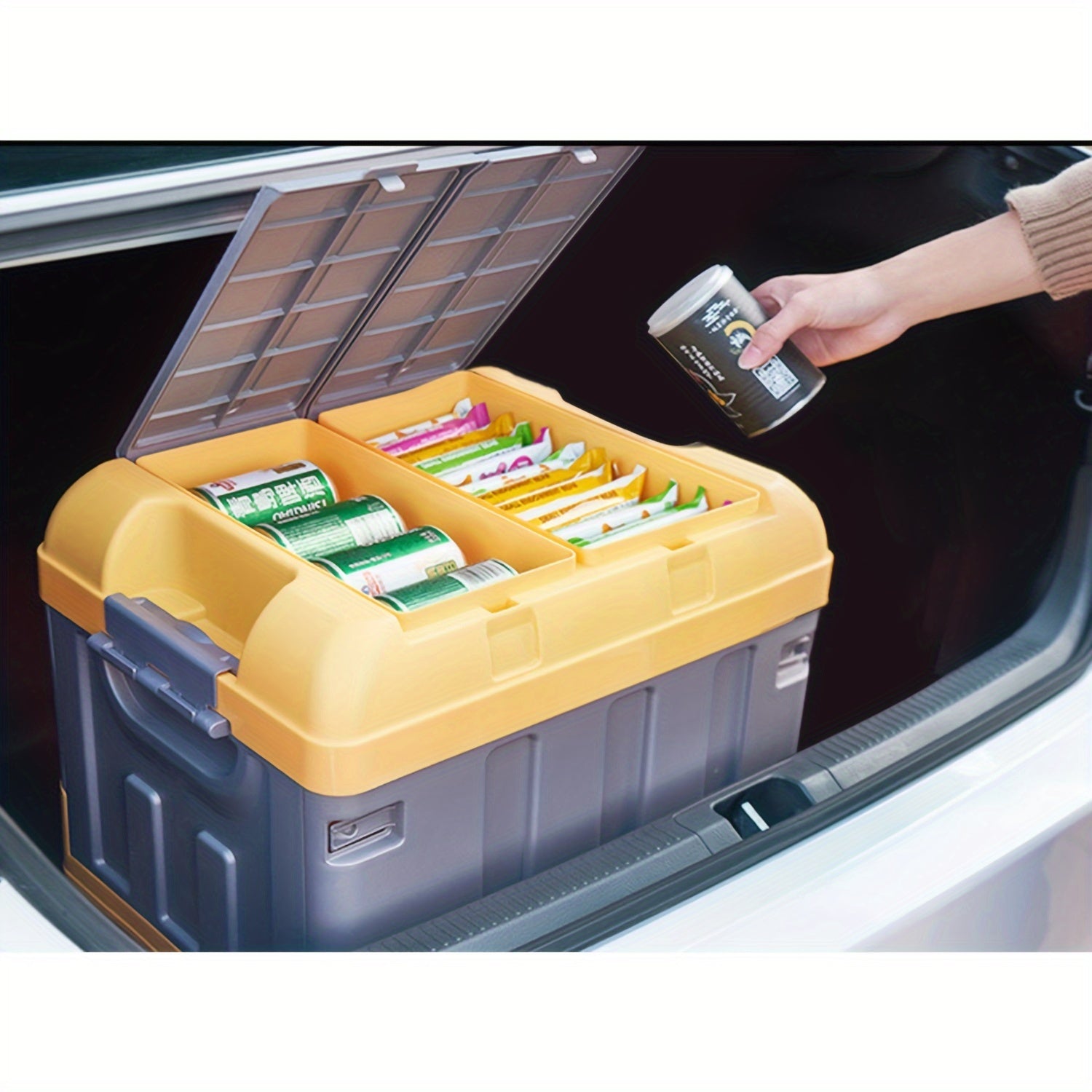 40L Outdoor Storage Box Fishing Container Double Layer Cover with Grids