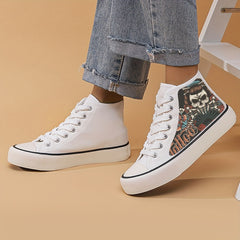 Horror Skull Pattern High Top Canvas Sneakers