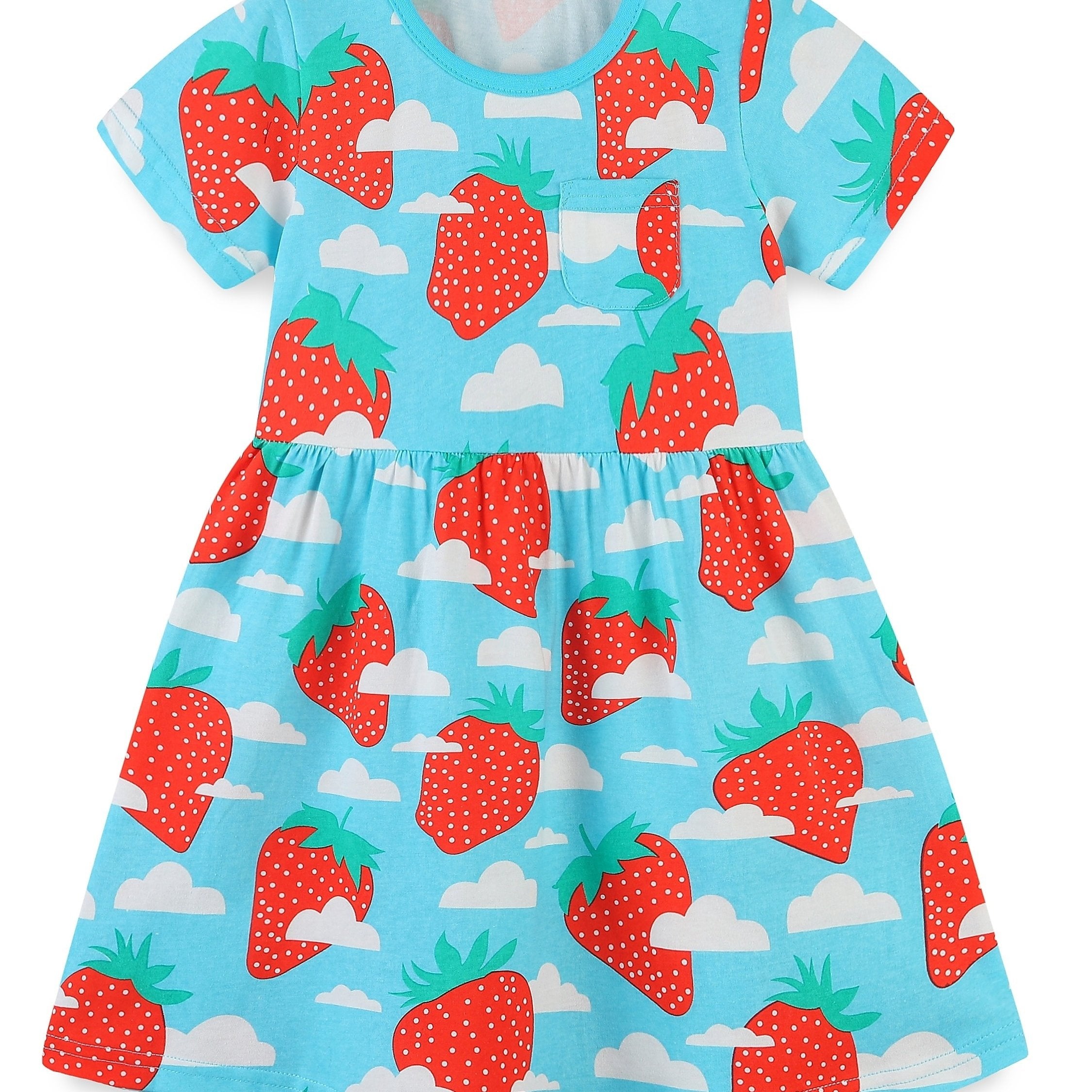 Girls Strawberry Graphic Short Sleeve Dress