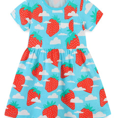 Girls Strawberry Graphic Short Sleeve Dress