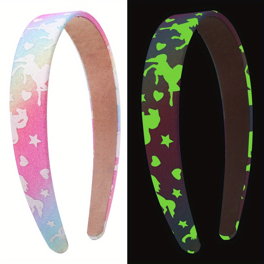 Y2K Gradient Headband Rainbow Glitter Unicorn Hair Band