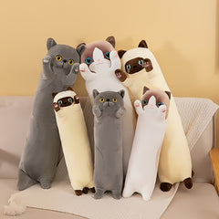 Long Strip Cat Doll Plush Throw Pillow Cushion Cat Toy for Bed or Sofa