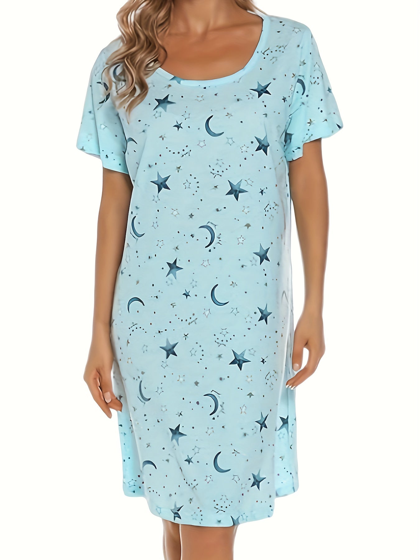 Floral Print NightDress Short Sleeve Pajama Dress