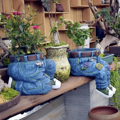 Funny Denim Pants Flower Pot Resin Decoration Crafts Retro Garden Decor
