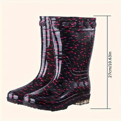 Women's Cherry Pattern Waterproof High Tube Rain Boots