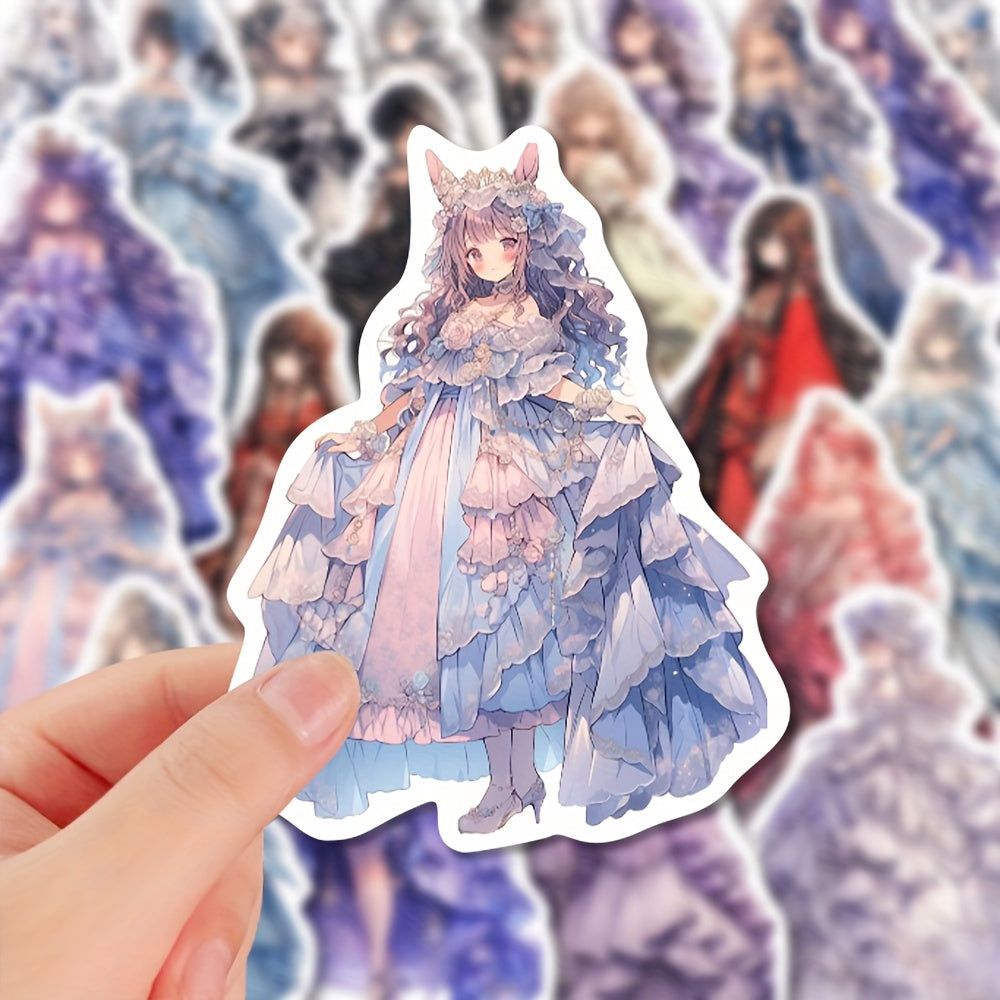 48pcs Girls Formal Dress Stickers Pack Kids Laptop Luggage Notebook Decoration