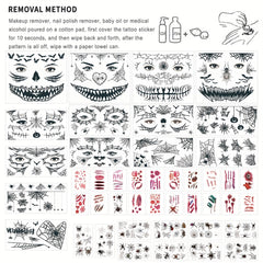 Halloween Masquerade Party Tattoo Stickers - 44 Pieces