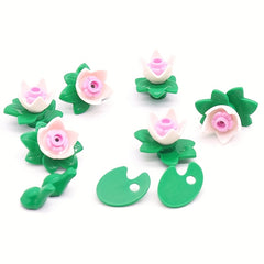 Pond Building Blocks Decorated Lotus Set Frog Squirrel Mushroom DIY Spare Parts