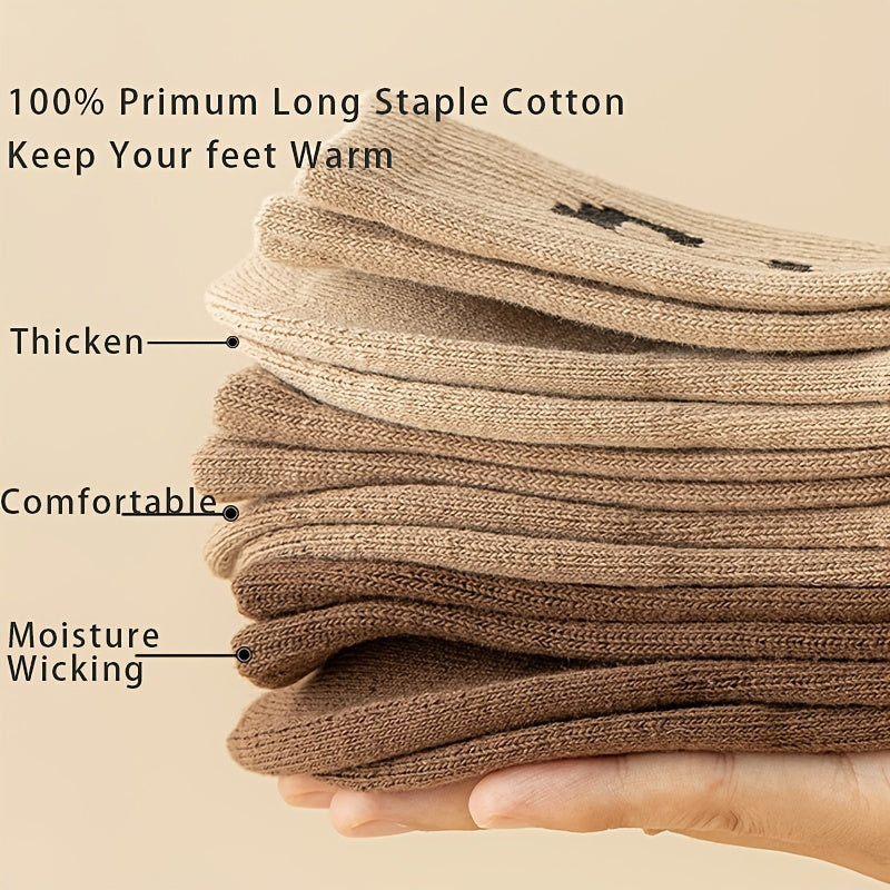 6 Pairs Letter Print Thermal Crew Socks for Women