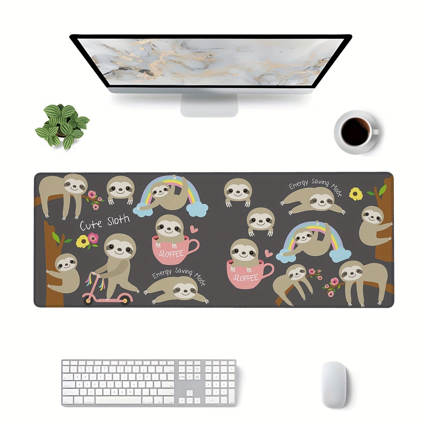 Sloth Rectangular Desk Pad Mouse Pad 11.8x31.5in