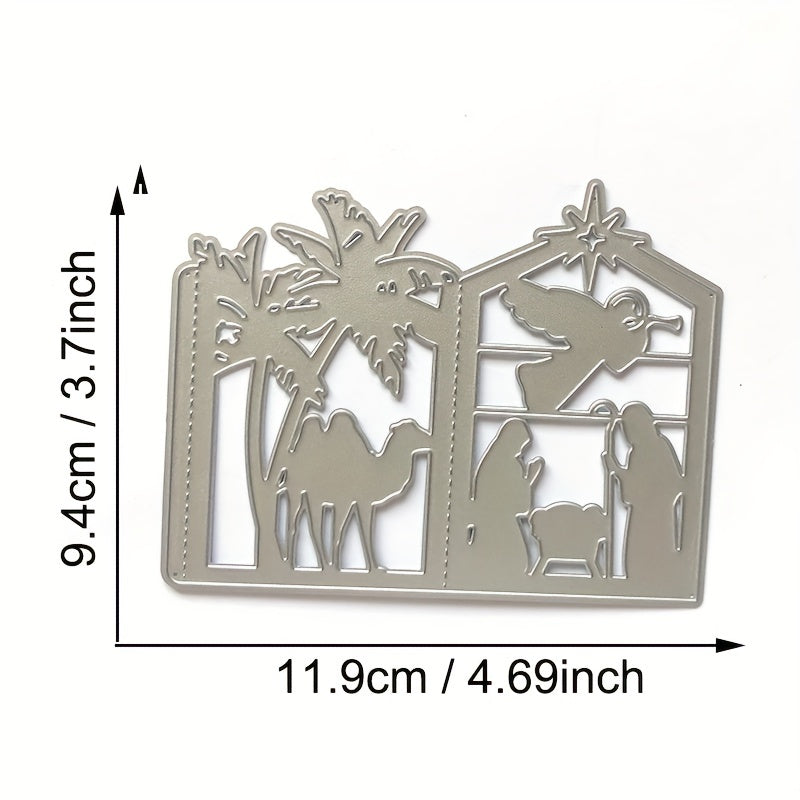 1pc Christmas Tree Deer Nativity Lantern Metal Cutting Dies for Scrapbooking