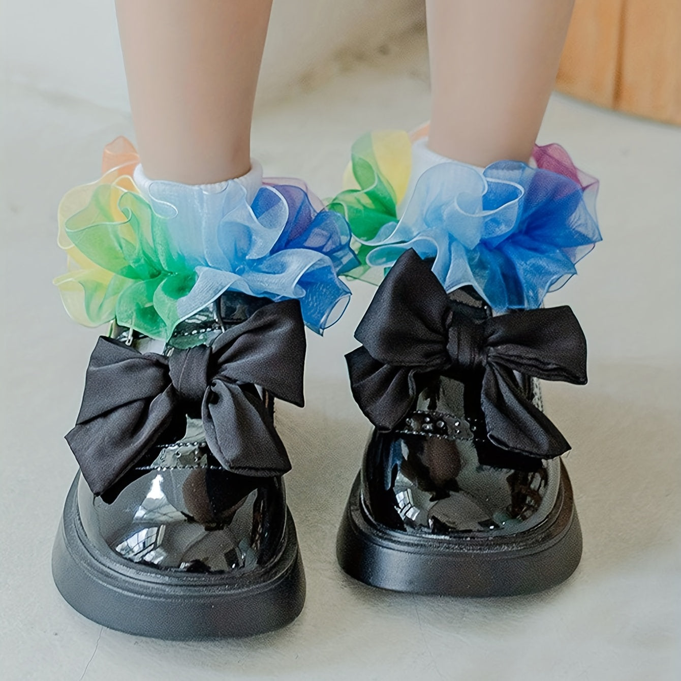 Girls Colorful Lace Trim Ankle Socks for Kids