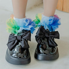 Girls Colorful Lace Trim Ankle Socks for Kids