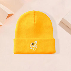 Women Embroidery Skull Knit Hat Woolen Hat Man Unisex Hip hop Cap