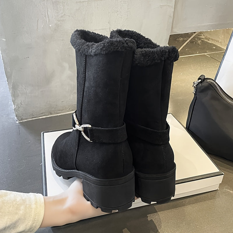 Chunky Heel Snow Boots Outdoor Non Slip Winter Boots