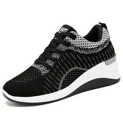 Women's Chunky Knit Sneakers Comfortable Height Increase Sports Shoes