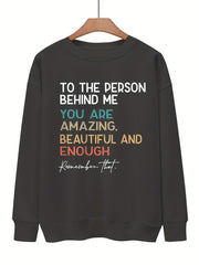Letter Print Casual Long Sleeve Sweatshirt for Women