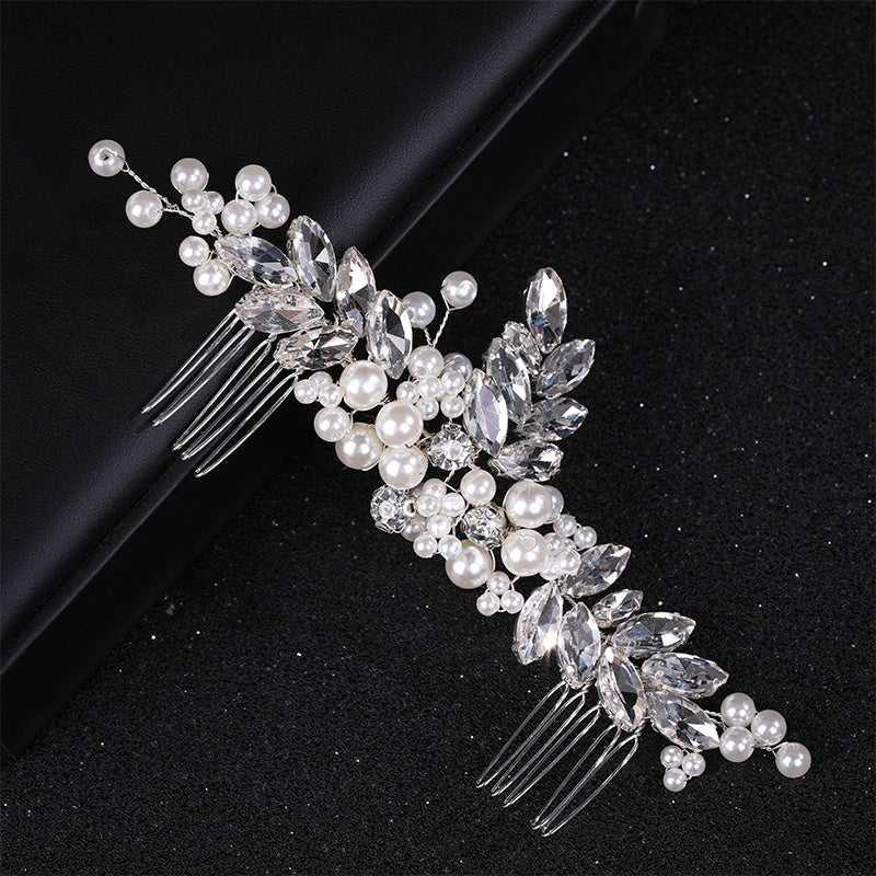 Bride Rhinestone Pearl Comb Wedding Headwear