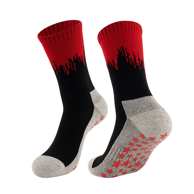 Men's Cotton Silicone Non-slip Mid-calf Socks for Basketball Running Training