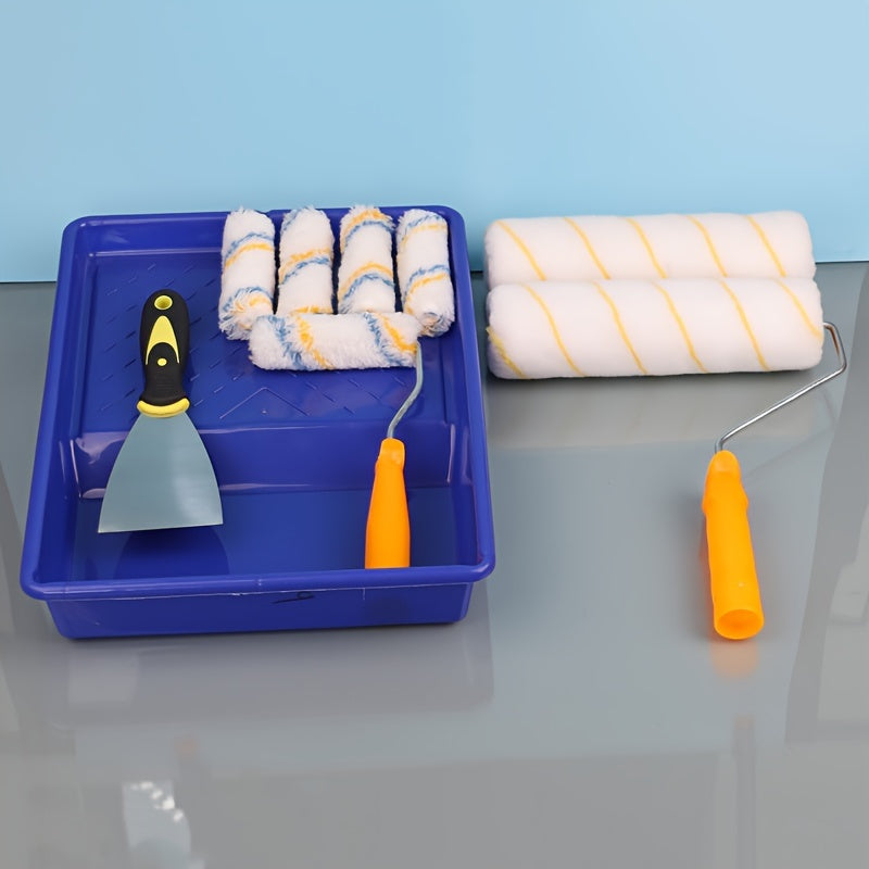 9pcs Paint Roller Tool Set Mini and Large Roller with Tray Paint Roller