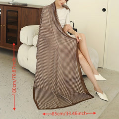 Brown Houndstooth Print Large Scarf Shawl Sunscreen Head Wrap