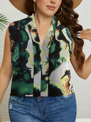 Graphic Print V Neck Pullover Shirt Women's Plus