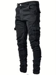 Men's Stretch Denim Cargo Jeans Casual Street Style Pants