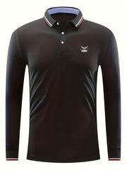 Men's Lapel Polo Shirt Long Sleeve Top Outdoor Spring Fall