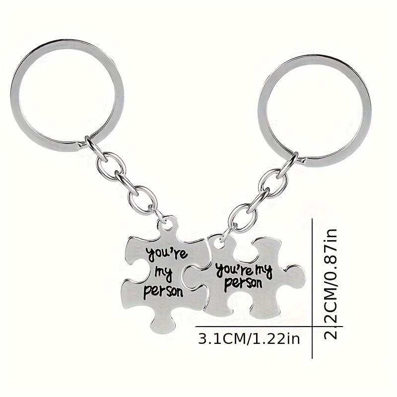 Metal Puzzle Key Ring Funny Alloy Keychain Gift For Couples