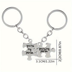 Metal Puzzle Key Ring Funny Alloy Keychain Gift For Couples