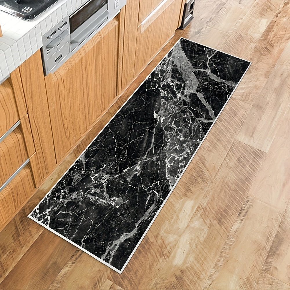 Marble Style Kitchen Rugs - Stain Resistant & Waterproof Mats