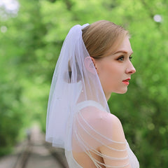 Vintage Bridal Tiara Veil Faux Pearl Wedding Accessory