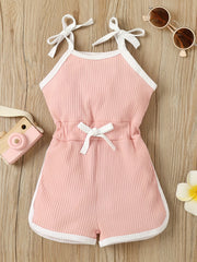 Toddler Girls Tie Shoulder Bow Cami Rompers