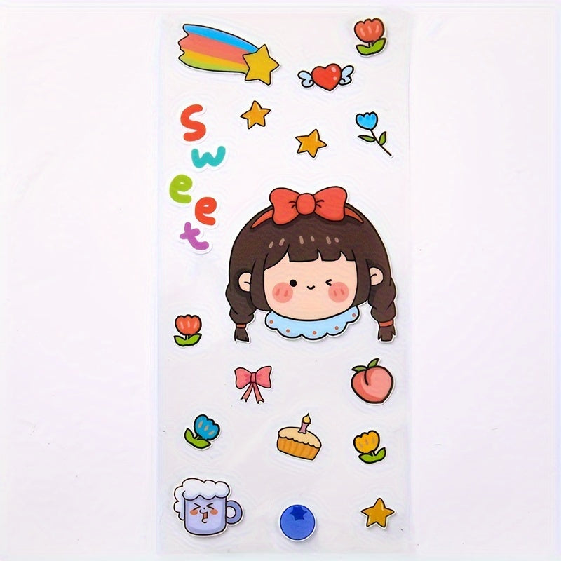 1pc Cartoon Bear And Rabbit Planner Sticker Waterproof Decorative Sticker
