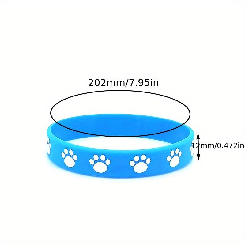 16PCS Animal Paw Print Wristband - Pet Themed Party Silicone Bracelet
