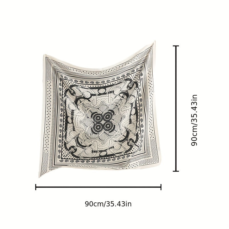 Geometric Paisley Print Bandana Square Scarf Silk Shawl