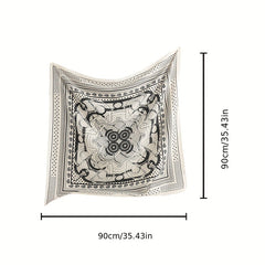 Geometric Paisley Print Bandana Square Scarf Silk Shawl