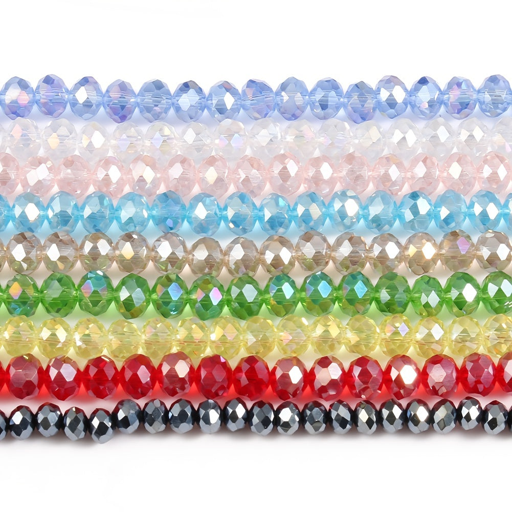AB Clear Faceted Glass Crystal Rondelle Beads for Jewelry Making
