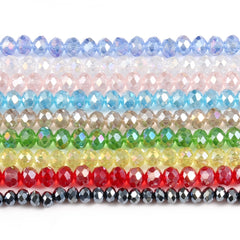 AB Clear Faceted Glass Crystal Rondelle Beads for Jewelry Making