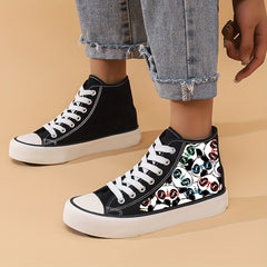 Women's Panda Print Canvas High Top Sneakers