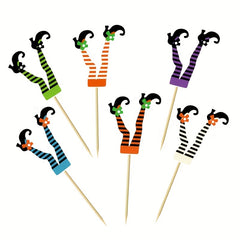 12pcs Halloween Witch's Boot Cake Topper Set Cupcake Decorations