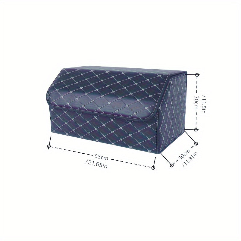 1pc Car Trunk Storage Box PU Leather Organizer Dustproof Lid Supplies