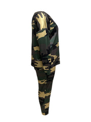 Camo Print One Shoulder Top & Pants Set