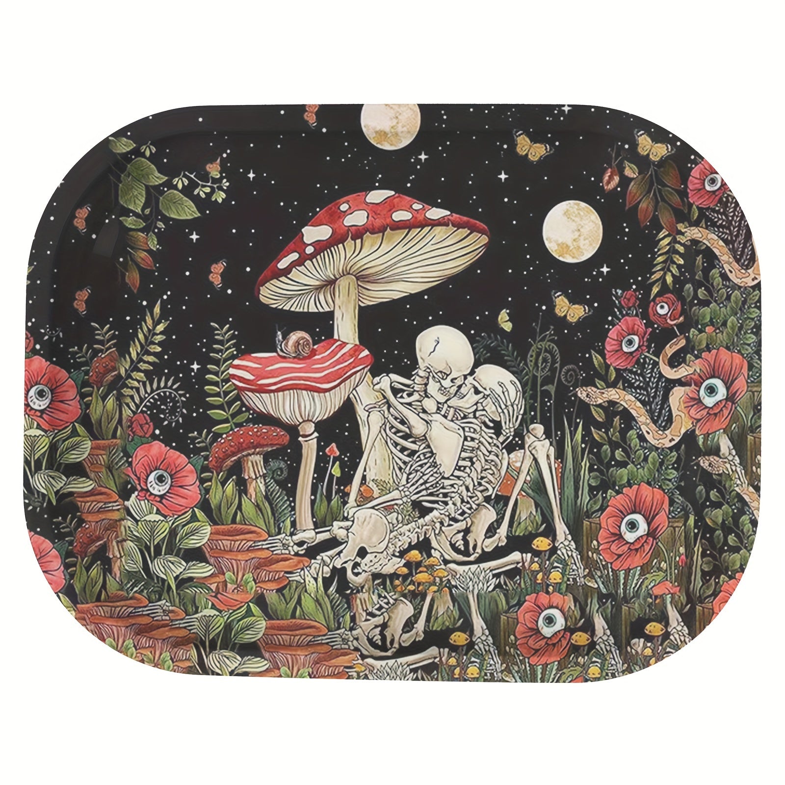 2pcs Creative Pattern Rolling Tray Metal Rolling Tray Wake Up Tray