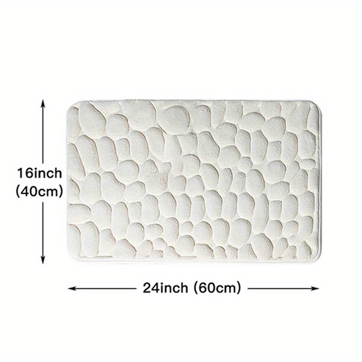 Memory Foam Bath Rug Cobblestone Embossed Non Slip Soft Shower Room